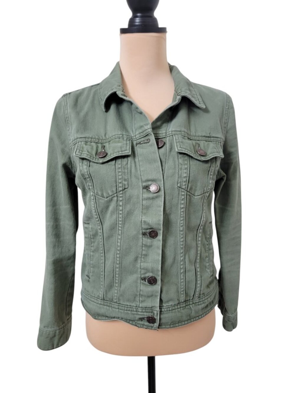 Old Navy Size M Olive Green Denim Trucker Style Jacket
